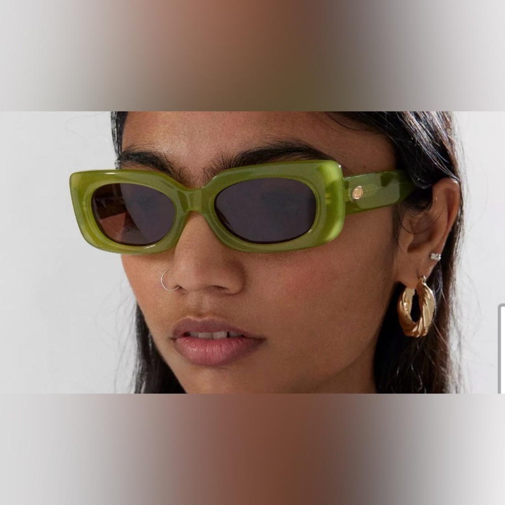 Crap Eyewear Olive Green Rectangular Sunglasses